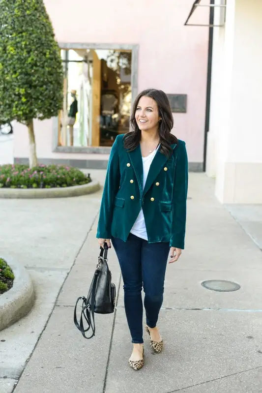 How To Style A Green Velvet Blazer